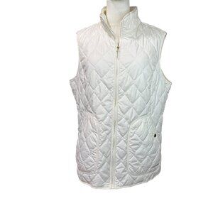 Eddie Bauer White Diamond Quilted Zip-Up Vest | Size XL | Preowned